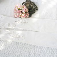 Gloves White Debutante Long Opera 3 Button Vintage Mid Century Wedding Style Downton Titanic Jane Austen Cosplay WhenRosesBloom