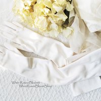 Vintage Gloves White Debutante Long Opera 3 Button Mid Century Wedding Style Downton Titanic Jane Austen Cosplay When Roses Bloom