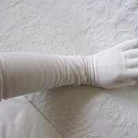 Vintage Gloves White Debutante Long Opera 3 Button Mid Century Wedding Style Downton Titanic Jane Austen Cosplay When Roses Bloom