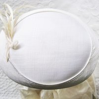 Vintage Hat White Fascinator Cocktail Tea Party Wedding Bridal Art Deco Gatsby Hat w/Feathers Mid Century WhenRosesBloom