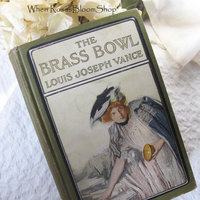 Vintage Green Book The Brass  Bowl Edwardian Romantic Comedy Decorative Cover Artwork Library Decor Gift 1st edition WhenRosesBloom