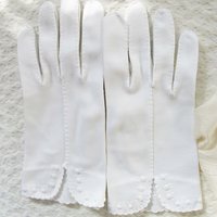 Vintage White Gloves Rose Embroidery Wedding Classic Retro Mid Century Bride Bridesmaid Downton Austen Cosplay Free Ship US When Roses Bloom