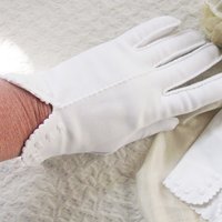 Vintage White Gloves Rose Embroidery Wedding Classic Retro Mid Century Bride Bridesmaid Downton Austen Cosplay Free Ship US When Roses Bloom