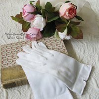 Little Girl Gloves Vintage White cotton size 6 When Roses Bloom®
