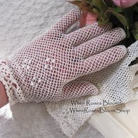 Vintage White Crochet Gloves When Roses Bloom®