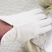 Vintage White Gloves Rose Embroidery Wedding Classic Retro Mid Century Bride Bridesmaid Downton Austen Cosplay Free Ship US When Roses Bloom