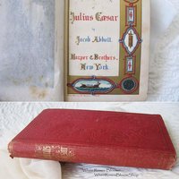 Red Book Vintage Rare Classic History of Julius Caesar circa 1849 Decorative Library Gift Art Nouveau Graphic Cover Engraving WhenRosesBloom