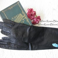 Black Leather Gloves Size 6.5 NOS Matinee Vintage Downton Steampunk Downton  Miss Fisher 50's -60's Cosplay Style  WhenRosesBloom