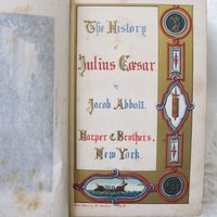 Red Book Vintage Rare Classic History of Julius Caesar circa 1849 Decorative Library Gift Art Nouveau Graphic Cover Engraving WhenRosesBloom