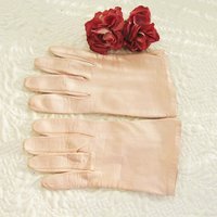 Vintage Pink Gloves French Leather Kislav 6-7 Wedding Tea Party Retro Mid Century Bridal Downton Jane Austen Retro Cosplay When Roses Bloom
