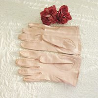 Vintage Pink Gloves French Leather Kislav 6-7 Wedding Tea Party Retro Mid Century Bridal Downton Jane Austen Retro Cosplay When Roses Bloom