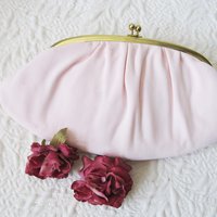 Pink Purse and Gloves Size 7 Vintage Retro Mid Century Dance Tea Party Audrey Hepburn 60s 70s Cosplay When Roses Bloom