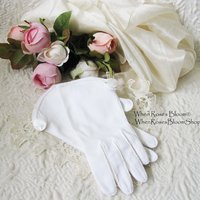 White Gloves Short with Pearl Button Retro Vintage Tea Party Elegant Wedding Cosplay Downton Miss Fisher Mid Century Style When Roses Bloom
