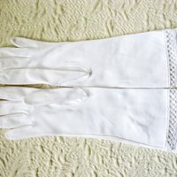 Vintage White Gloves Matinee Forearm Length Wedding Classic Retro Mid Century Bride Bridesmaid Downton Austen Cosplay When Roses Bloom