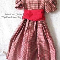 Vintage Child Silk Dress Red Stripe Strasburg Recital Christmas Outfit Size 4 Keepsake Heirloom Gift WhenRosesBloom
