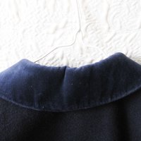 Vintage French Child Size 2 Navy Blue Wool Coat Classic Double Breasted Style Velvet Collar Gender Neutral Classic English WhenRosesBloom