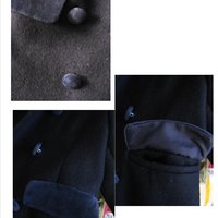 Vintage French Child Size 2 Navy Blue Wool Coat Classic Double Breasted Style Velvet Collar Gender Neutral Classic English WhenRosesBloom