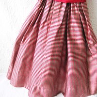Vintage Child Silk Dress Red Stripe Strasburg Recital Christmas Outfit Size 4 Keepsake Heirloom Gift WhenRosesBloom