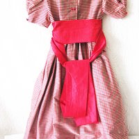 Vintage Child Silk Dress Red Stripe Strasburg Recital Christmas Outfit Size 4 Keepsake Heirloom Gift WhenRosesBloom