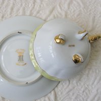 Tea Cup Footed Yellow Gold Lilacs Lily Valley Decoration Japan Retro Vintage Tea Time Gift Romantic Shabby Chic Cottage Tea WhenRosesBloom