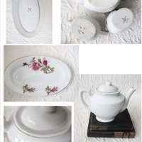 Child Moss Rose Toy Tea set Tea Pot china dishes Japan Vintage Doll Toy Tea Time Mid Century Gift Cottage Shabby Chic WhenRosesBloom