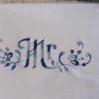 Vintage Pillowcases Mr & Mrs Blue Embroidery Trousseau Pair Boxed 1960s  NOS Grannycore  Shabby Chic Farmhouse Cottage Style  WhenRosesBloom