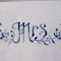 Vintage Pillowcases Mr & Mrs Blue Embroidery Trousseau Pair Boxed 1960s  NOS Grannycore  Shabby Chic Farmhouse Cottage Style  WhenRosesBloom