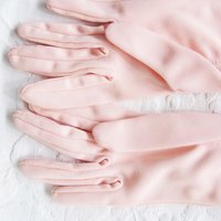 Vintage Pink Gloves Size 7 1/2 gathered wrist accent Tea Party Dance  Mid Century Audrey Hepburn Style NOS New old stock WhenRosesBloom