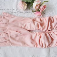 Vintage Pink Gloves Size 7 1/2 gathered wrist accent Tea Party Dance  Mid Century Audrey Hepburn Style NOS New old stock WhenRosesBloom