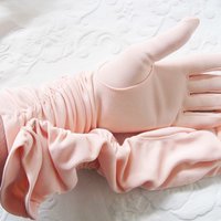 Vintage Pink Gloves Size 7 1/2 gathered wrist accent Tea Party Dance  Mid Century Audrey Hepburn Style NOS New old stock WhenRosesBloom