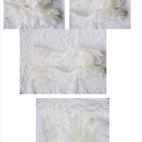 Vintage Gloves Sheer White Fabric gathered Forearm Length Retro Cosplay Wedding Tea Party Dance Downton Mid Century Glamour When Roses Bloom