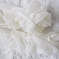 Vintage Gloves Sheer White Fabric gathered Forearm Length Retro Cosplay Wedding Tea Party Dance Downton Mid Century Glamour When Roses Bloom