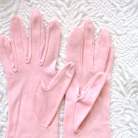 Vintage Pink Gloves Brushed Nylon Forearm length Size 7 Tea Party Dance  Mid Century Audrey Hepburn Style  WhenRosesBloom