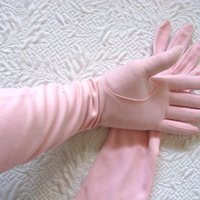 Vintage Pink Gloves Brushed Nylon Forearm length Size 7 Tea Party Dance  Mid Century Audrey Hepburn Style  WhenRosesBloom