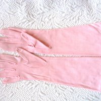 Vintage Pink Gloves Brushed Nylon Forearm length Size 7 Tea Party Dance  Mid Century Audrey Hepburn Style  WhenRosesBloom