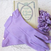 Purple Violet Gloves tailored Fabric Stetson Vintage Wedding Tea Party Mid Century Bridal Retro cosplay Gift for her When Roses Bloom