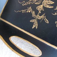 Black & Gold Metal tray French tole with birds and flowers Vintage Party Tea Time Tea Wedding Anniversary Gift Entertainment WhenRosesBloom