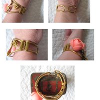 Vintage Bracelet Mid Century Floral Jewelry Bangle Peach Pink  Rose Gold Tone Metal & Plastic Classic Romantic Rose Floral  WhenRosesBloom