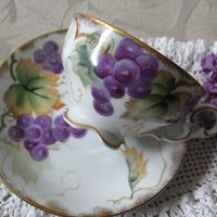 Vintage Lefton Teacup  Footed Purple Grapes hand painted  Mid Century Retro Tea Gift Downton Abbey Shabby Chic Classic Tea WhenRosesBloom