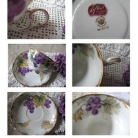 Vintage Lefton Teacup  Footed Purple Grapes hand painted  Mid Century Retro Tea Gift Downton Abbey Shabby Chic Classic Tea WhenRosesBloom