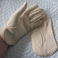 Vintage Gloves Beige Pink Flesh tone Retro Mid Century Tea Party Wedding Dance Bride Bridesmaid Petite Girl Free Ship US   WhenRosesBloom