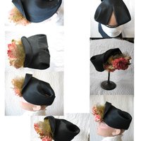 Vintage Black Hat Retro Straw Pink Floral Accent Classic Elegant Tea Party Circa 1930-1950s Hi Style Hats Women's Accessories WhenRosesBloom