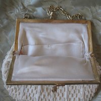 Vintage Purse White  Beaded Formal Evening Handbag 1960s Wedding Tea Party Deubutante Classic Bridal Womens's Accessories WhenRosesBloom