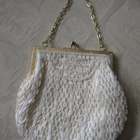 Vintage Purse White  Beaded Formal Evening Handbag 1960s Wedding Tea Party Deubutante Classic Bridal Womens's Accessories WhenRosesBloom