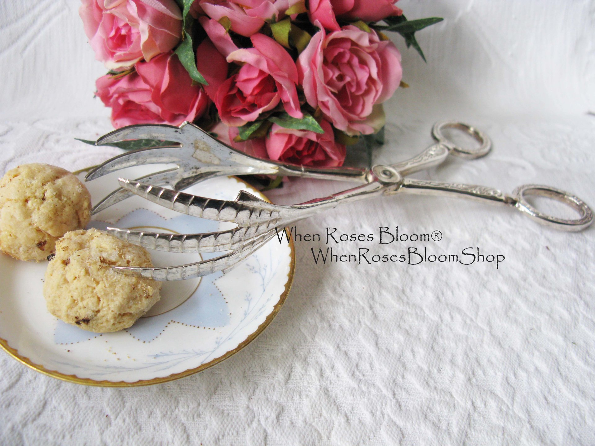 Silver Server Pastry Sandwich Tongs Vintage Elegant Party Afternoon Tea  Silver Server Downton Austen Cottage Shabby Chic Tea Gift WhenRosesBloom