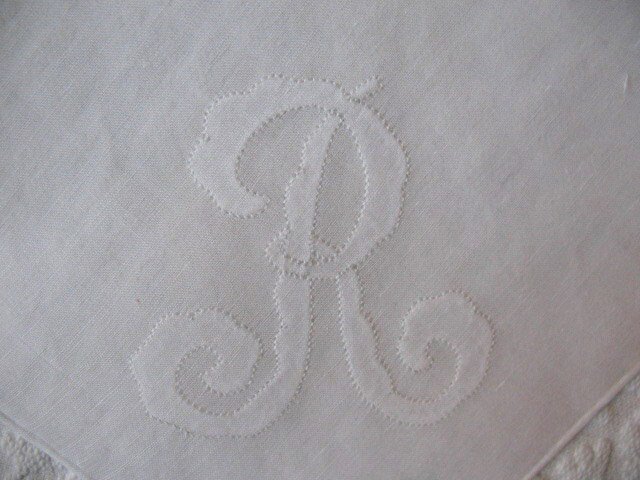 Vintage Hanky White  R Initial Monogram Wedding Keepsake Birthday Gift Remembrance Heirloom Handkerchief Free Ship  US  WhenRosesBloom