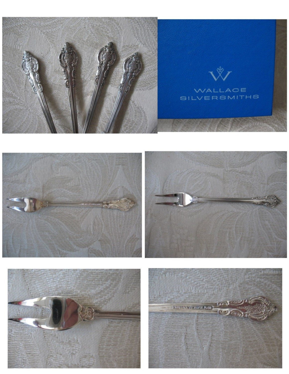 Silver Seafood Cocktail Forks Wallace Royal Baroque Vintage Party Tea Time Tea Gift Entertaining Set of 4  WhenRosesBloom