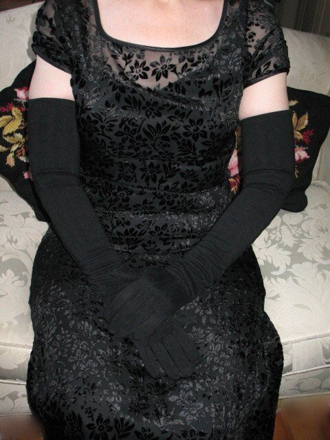 Gloves Black Sz 7 Formal Opera  Debutante Presentation Downton  Lady Mary Mid Century Retro Hollywood Glamour Free Ship US WhenRosesBloom