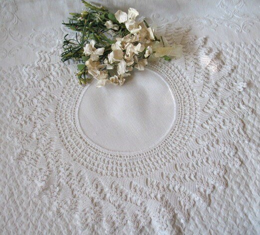Crochet Round Doily Wedding Tea Party Vintage Linen ShabbyDecor Style Victoria  Cottage Farmhouse Style WhenRosesBloom