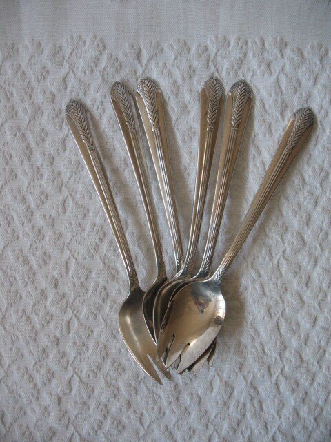 Vintage Silver Ice Cream Forks Set of 6  Dessert Spoons Rare Party Entertain Allure Pattern Tea Birthday Wedding Shower Gift  WhenRosesBloom